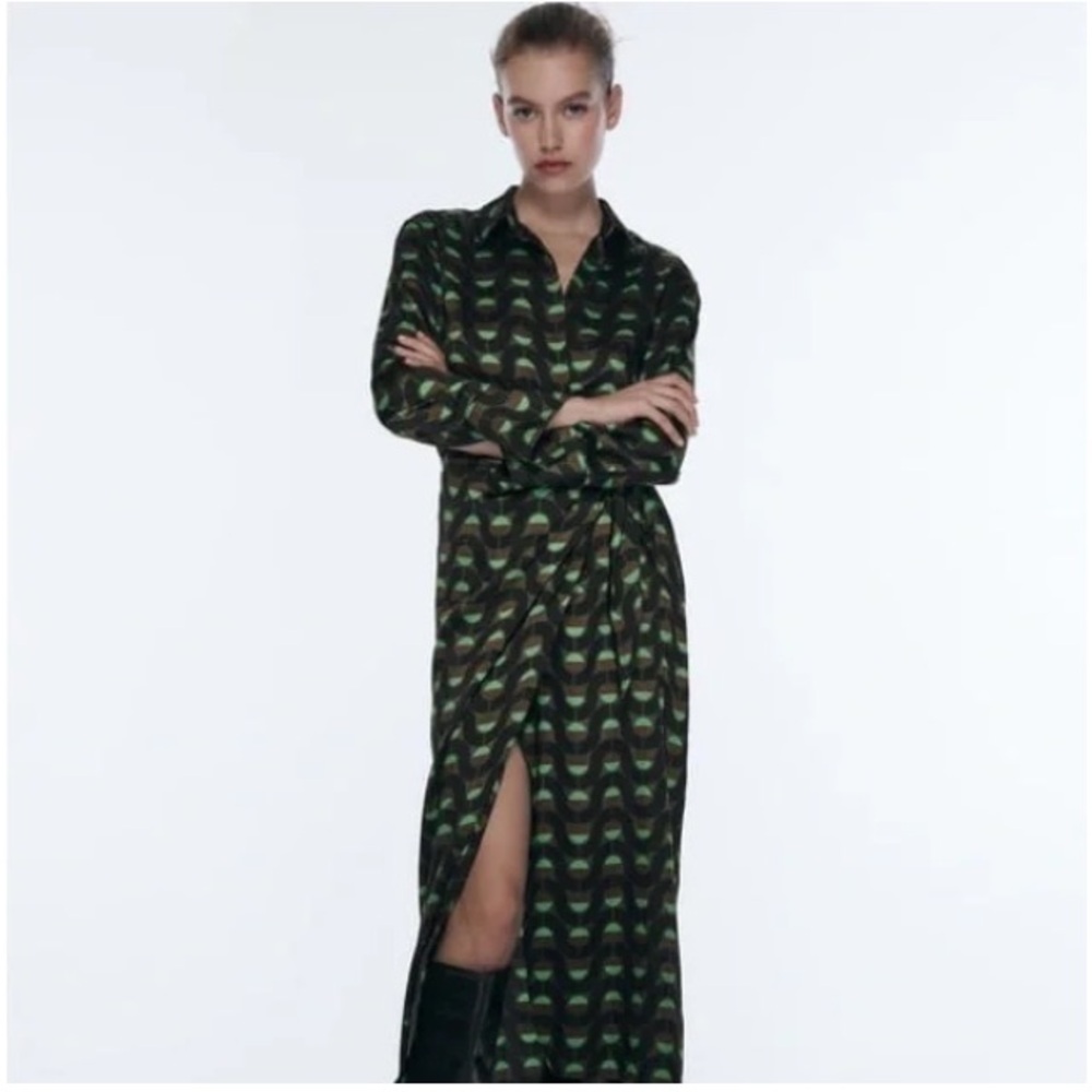 Zara midi wrap shirt dress